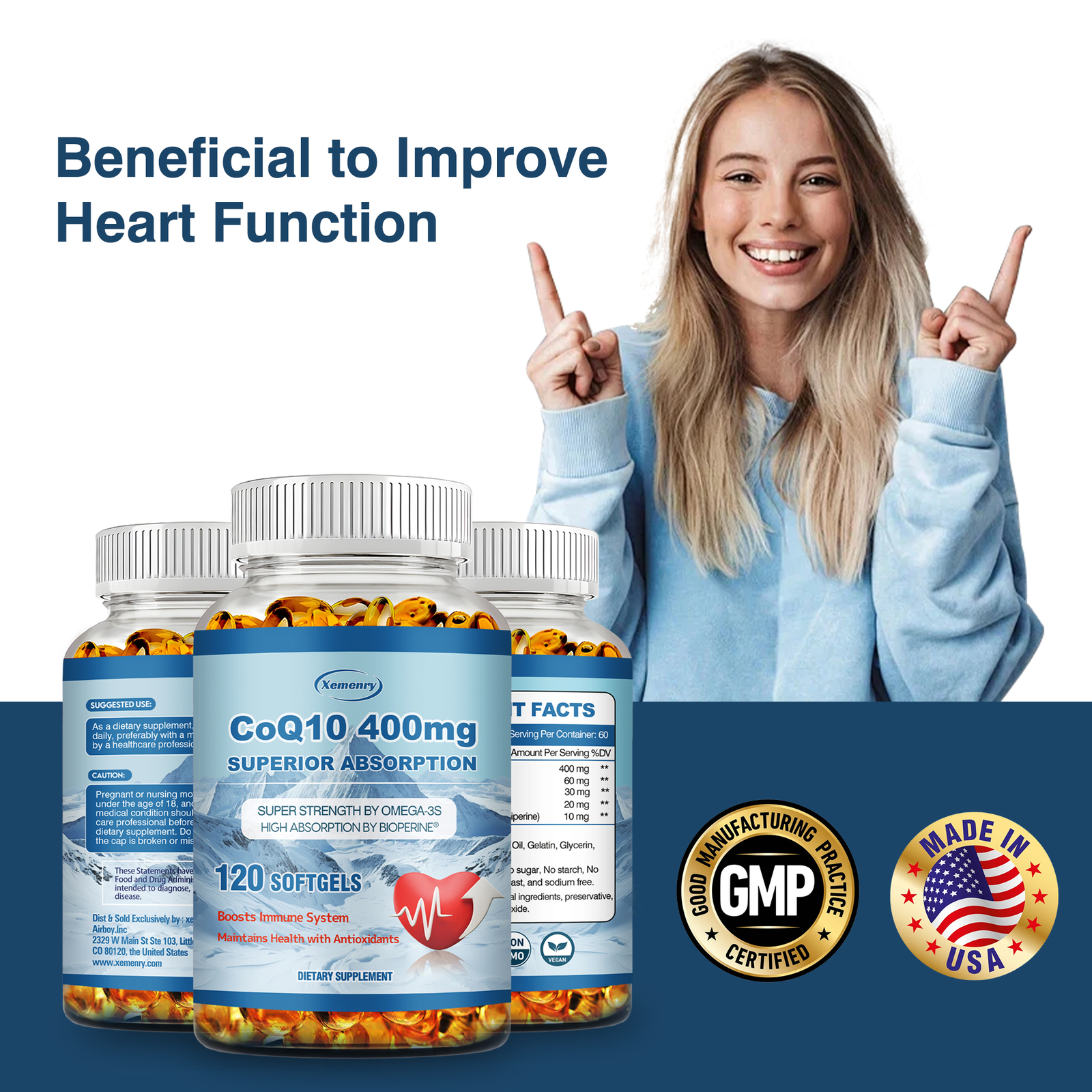 CoQ10 400mg – Ubiquinone High Absorption Coenzyme,Heart Health High Absorption