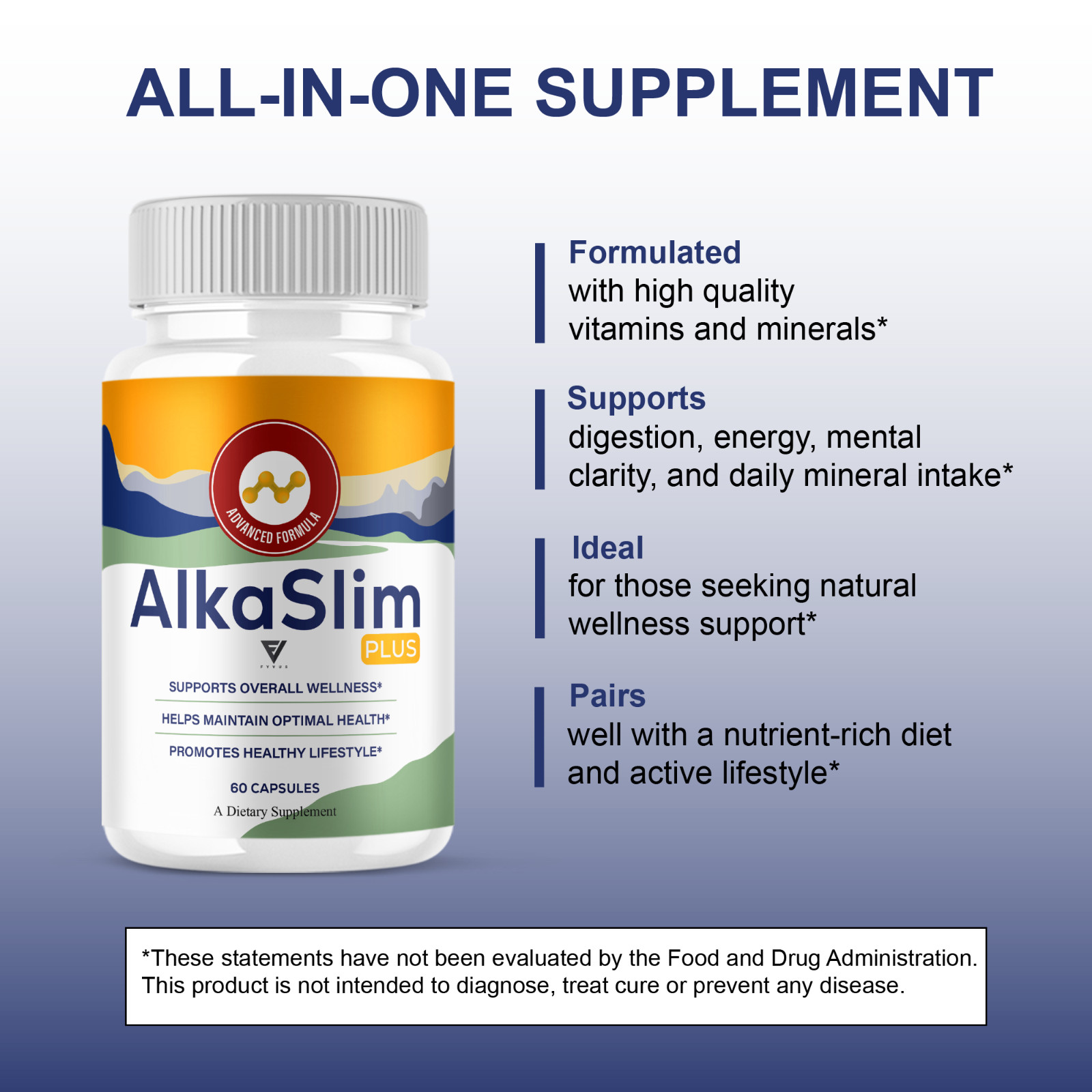(3 Pack) AlkaSlim Plus Premium Daily Health Supplement (180 Capsules)
