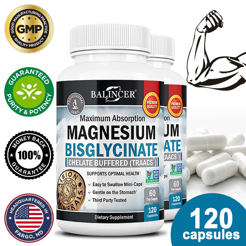 Magnesium Bisglycinate 400mg | 120 Capsules | Buffered Supplement | by Balincer