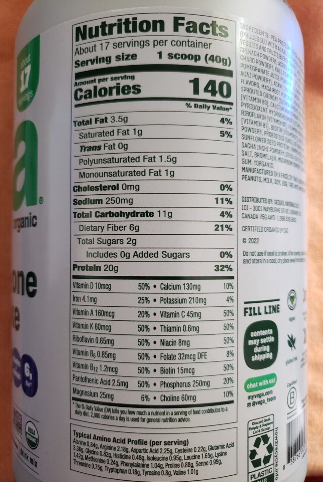VEGA – All IN ONE SHAKE – Plant Based 23.9 oz – Chocolate Mint – Expire 5/2026