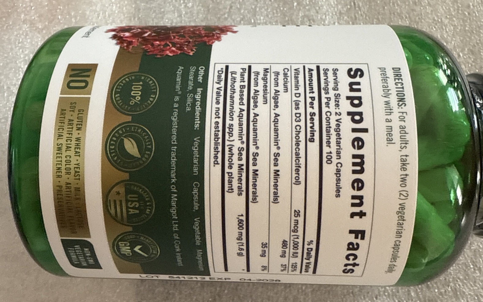 CARLYLE. RED MARINE ALGAE 1,600 MG 200 Capsules Exp 10/27- Gluten Free Non GMO