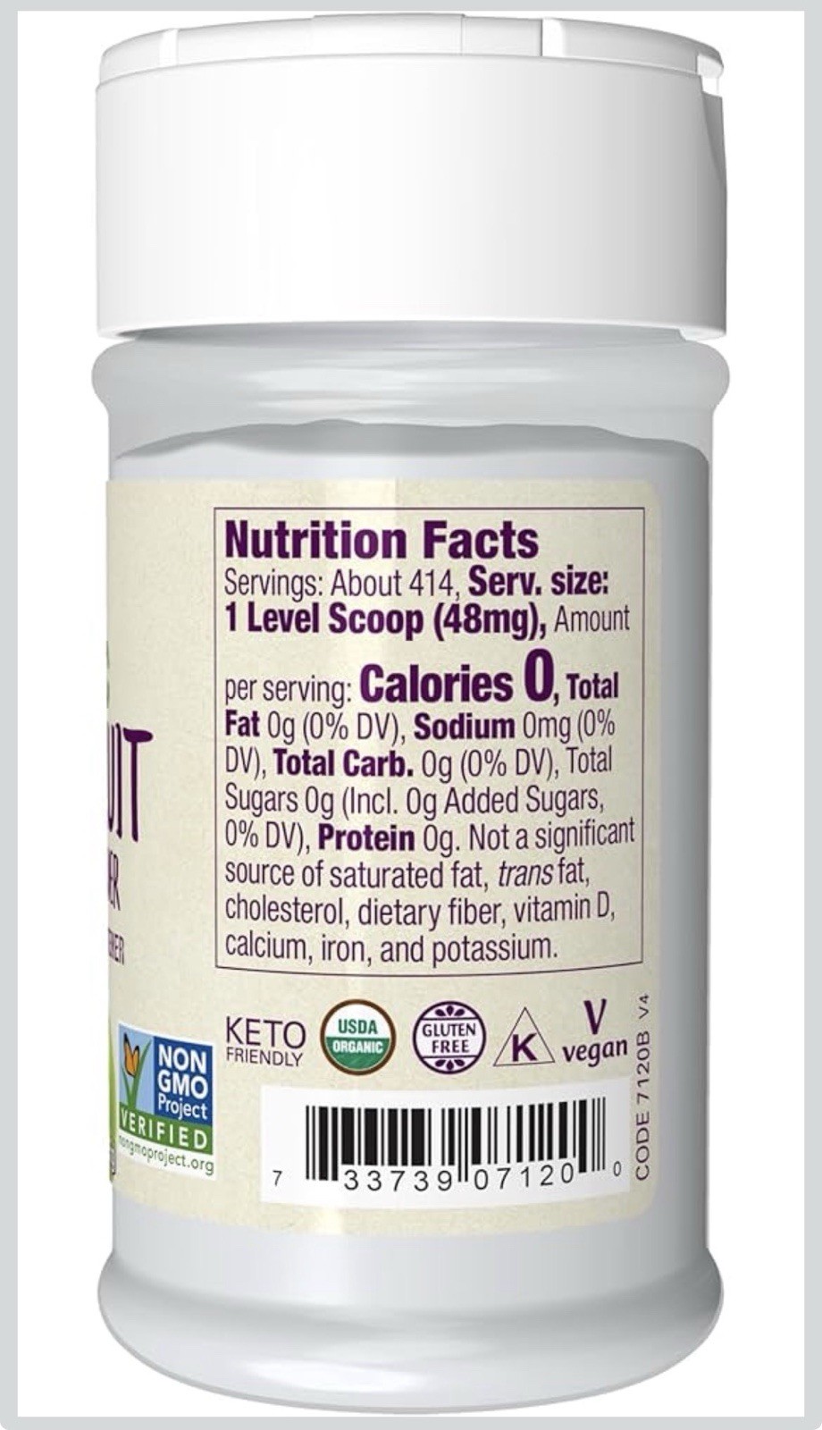 3x NOW Foods Certified Organic Monk Fruit Powder 0-Calorie Sweetener 414 Serving